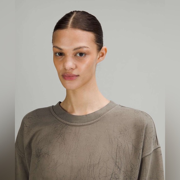 LULULEMON Perfectly Oversized Crew Thread Dye Rover Black Beige Taupe Size 12 - Picture 3 of 10